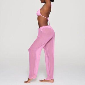 NWT Skims 100% Silk Crinkle Swim High Rise Cover Up Pant Light Pink Plus Size 4X